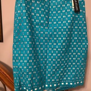 Turquoise Eyelet Pencil Skirt by Nicole Miller